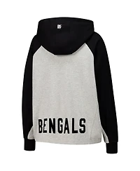 Dkny Sport Women's Gray/Black Cincinnati Bengals Joy Cropped Raglan Pullover Hoodie