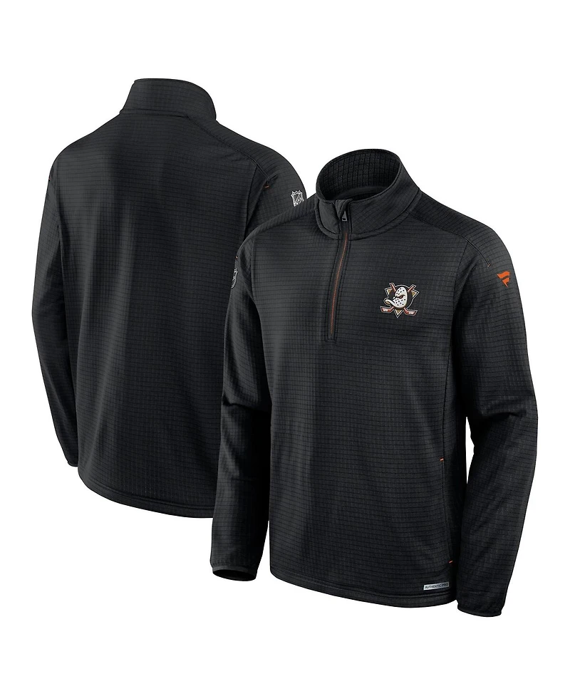 Fanatics Men's Black Anaheim Ducks Authentic Pro Rink Quarter-Zip Sweatshirt