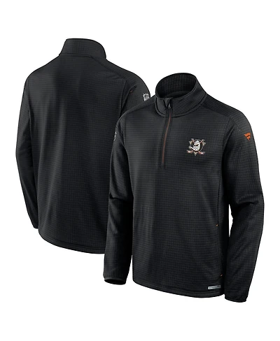 Fanatics Men's Black Anaheim Ducks Authentic Pro Rink Quarter-Zip Sweatshirt