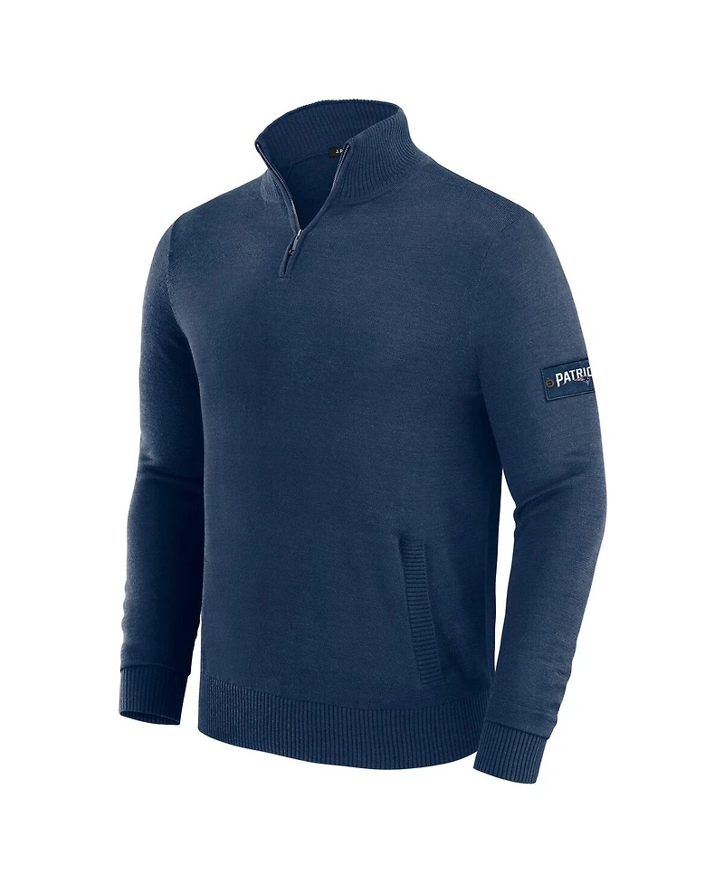J. Palmer Men's Navy New England Patriots Franchise Quarter-Zip Sweater