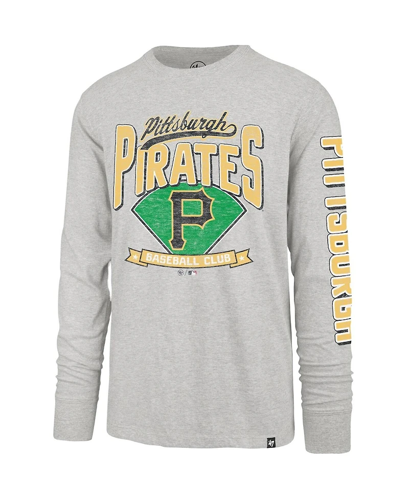 '47 Brand Men's Gray Pittsburgh Pirates Fair Ball Franklin Long Sleeve T-Shirt