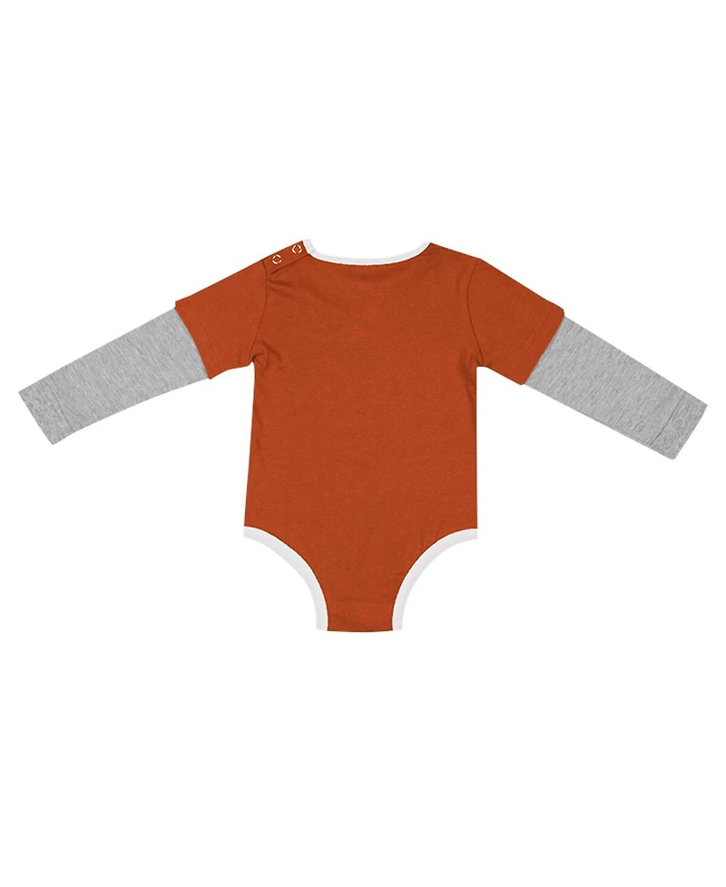 Colosseum Baby Boys and Girls Texas Orange Texas Longhorns Next Stop Long Sleeve Bodysuit