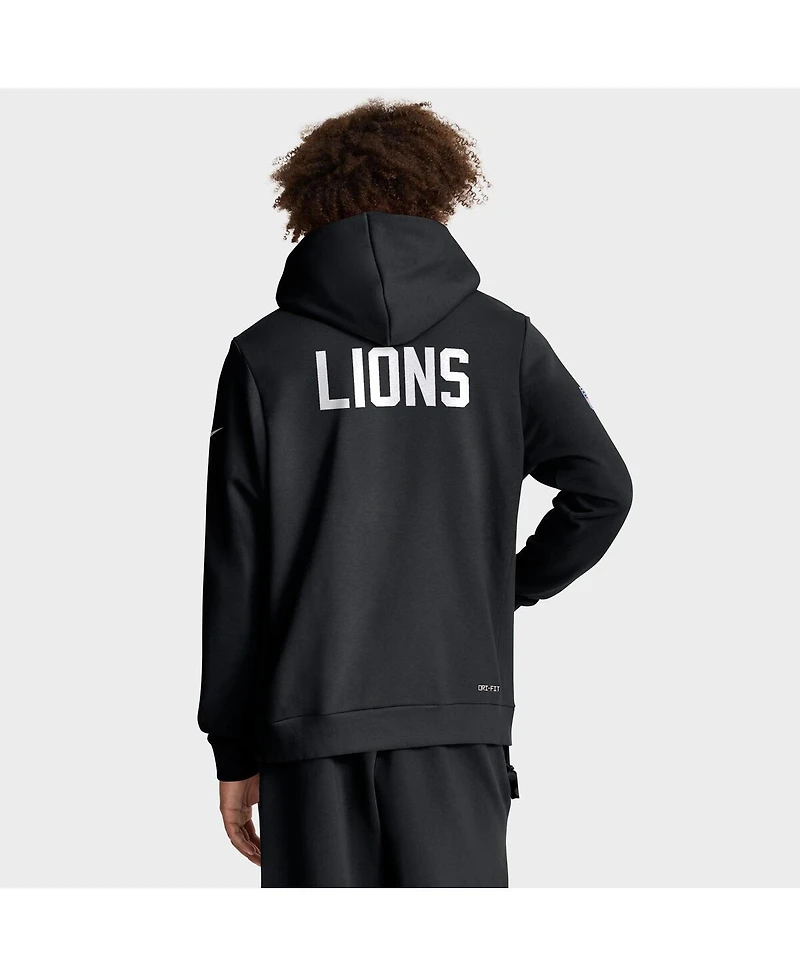 Nike Men's Black Detroit Lions Sideline Offensive Set Play Performance Pullover Hoodie