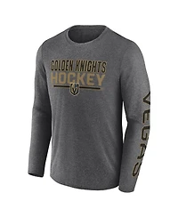 Fanatics Men's Heather Charcoal Vegas Golden Knights Sweep Iconic Synthetic Long Sleeve T-Shirt