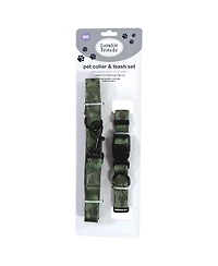 Luvable Friends Unisex Pet Collar and Leash Set, Camo, Small