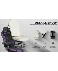 Streamdale Furniture Gaming Chair with Footrest & Massage - Black/Purple