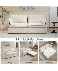 Streamdale Furniture Pull-Out Corduroy Sleeper Sofa Bed w/ Storage & Usb