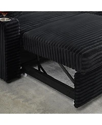 Streamdale Furniture 80" Folding Corduroy Sofa Bed w/ Cup Holder & Pillow - Black