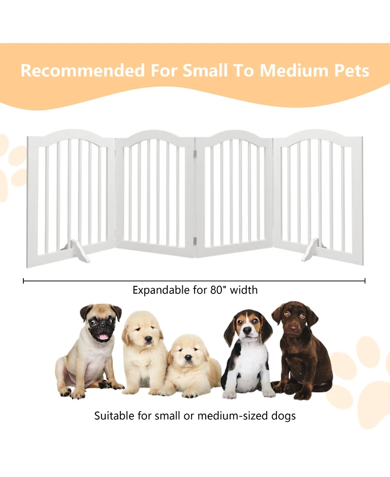 Streamdale Furniture Tall Foldable Wooden Pet Gate with Support Feet