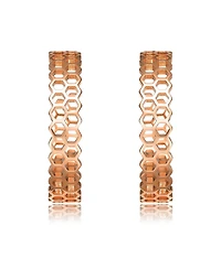 Rachel Glauber 18K Rose Gold Plated Honeycomb Open Hoop Earrings
