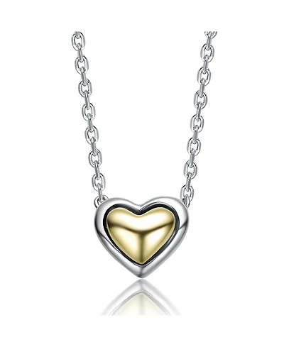 Rachel Glauber Two-Tone Sleek Heart Pendant Necklace