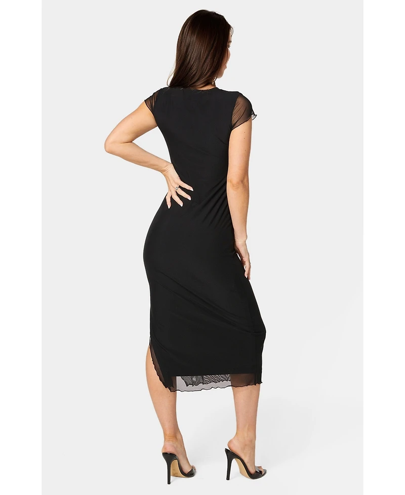 Bebe Women's Powermesh Maxi T-Shirt Dress