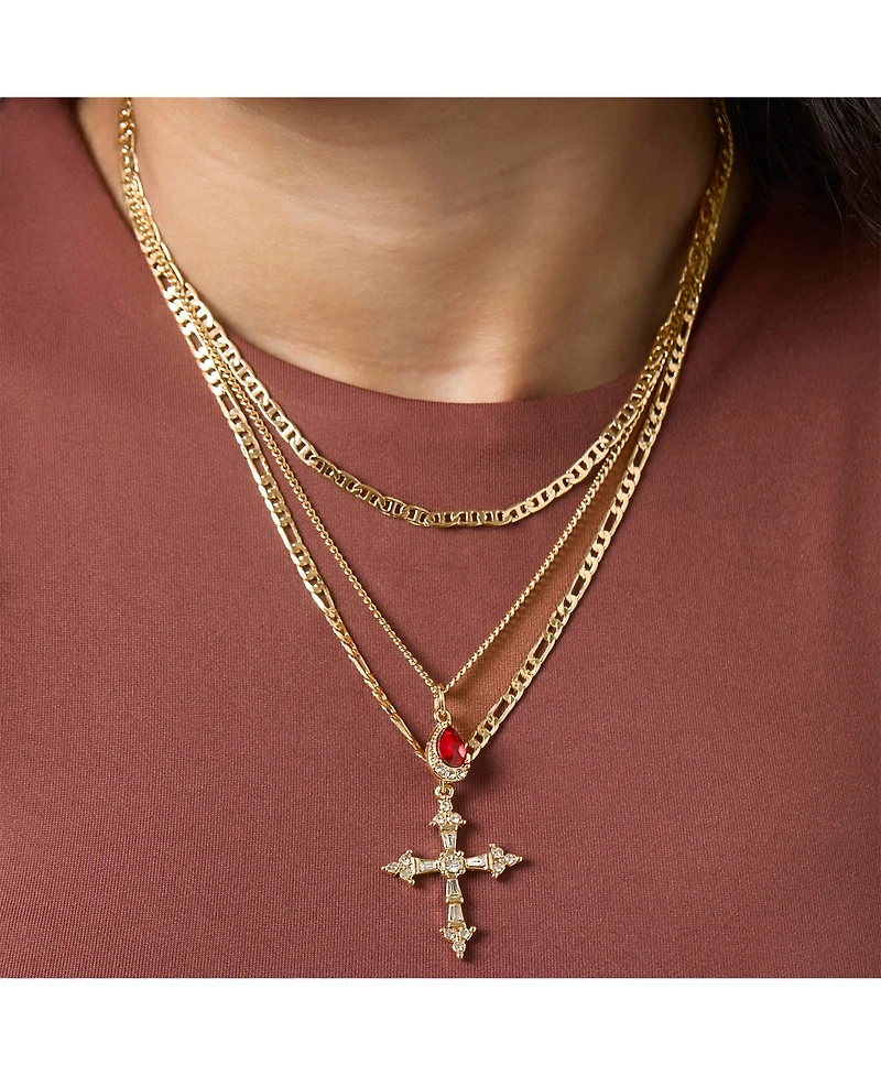 Jessica Simpson Layered Cross & Gem Necklace