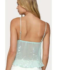 Edikted Women's Sequin Sheer Mesh Babydoll Top