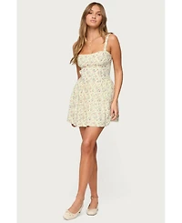 Edikted Womens Sadee Ruched Floral Mini Dress