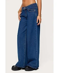 Edikted Women's Edie Belt Detail Low Rise Jeans