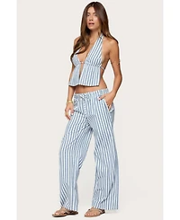 Edikted Women's Macey Striped Split Front Backless Top