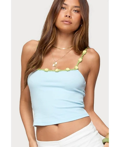Edikted Womens Dima Crochet Trim Tank Top