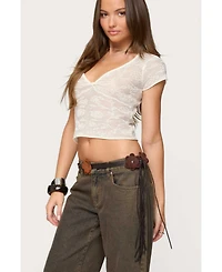 Edikted Women's Kristal Twist Front V Neck Top