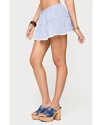 Edikted Women's Dora Striped Linen Look Mini Skirt