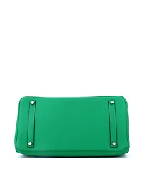 Pre-Owned Hermes Birkin 35 Handbag Green Clemence with Palladium Hardware