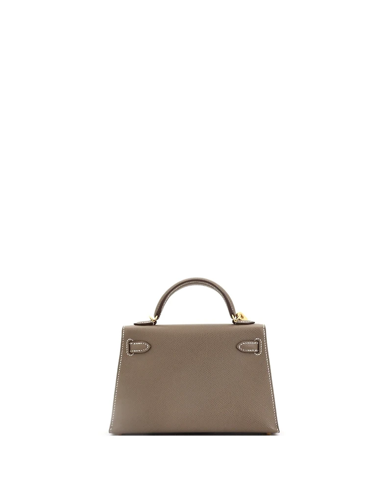 Pre-Owned Hermes Kelly 20 Handbag Grey Madame with Gold Hardware