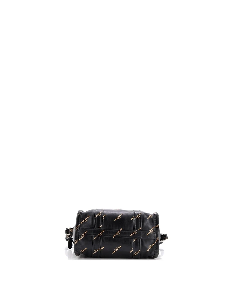 Pre-Owned Balenciaga Xs Bazar Logo Convertible Tote Printed Leather
