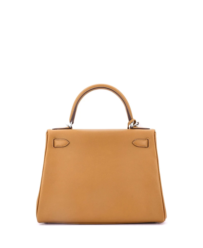 Pre-Owned Hermes Kelly 28 Handbag Verso Evercolor with Palladium Hardware