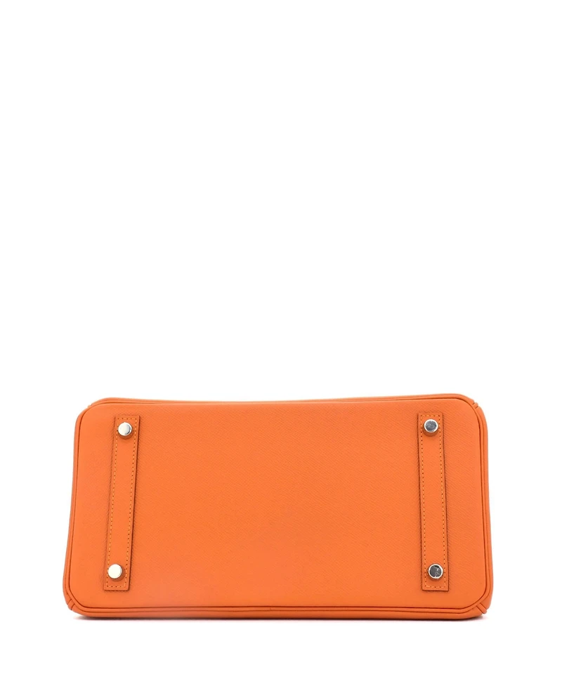 Pre-Owned Hermes Birkin 30 Handbag Orange Epsom with Palladium Hardware