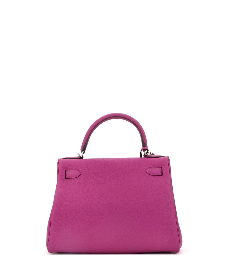 Pre-Owned Hermes Kelly 28 Handbag Pink Togo with Palladium Hardware