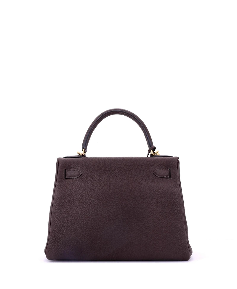 Pre-Owned Hermes Kelly 28 Handbag Brown Togo with Gold Hardware