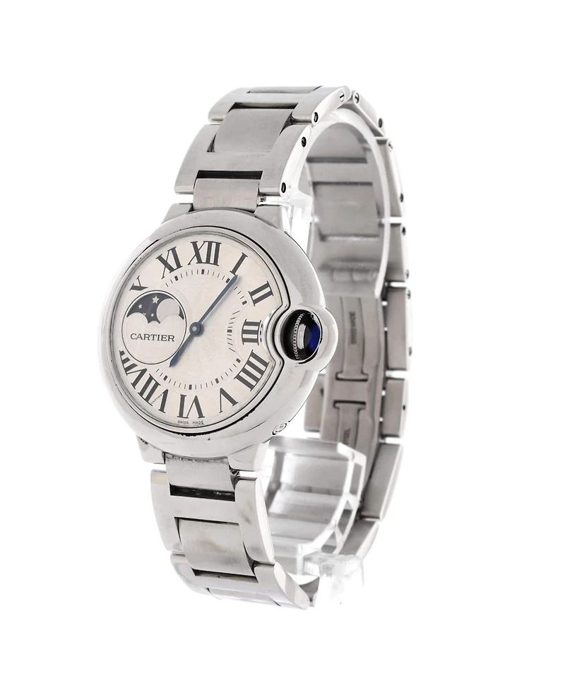 Pre-Owned Cartier Ballon Bleu de Cartier Moonphase Automatic Watch in Stainless Steel 37mm