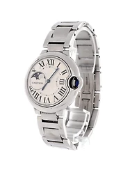 Pre-Owned Cartier Ballon Bleu de Cartier Moonphase Automatic Watch in Stainless Steel 37mm