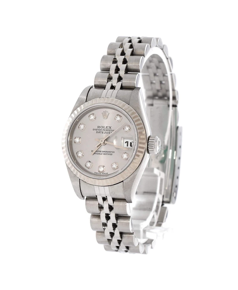 Pre-Owned Rolex Oyster Perpetual Datejust Automatic Watch in Stainless Steel and White Gold with Diamond Markers 26mm