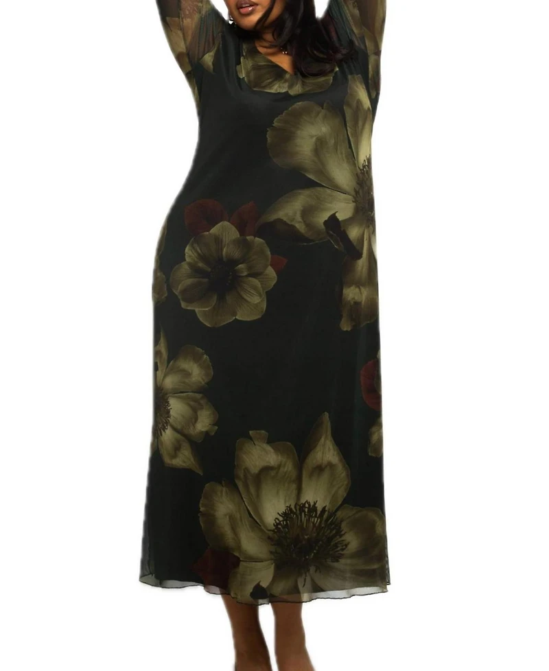 Fashion-szn Curve Women's Floral Print Midaxi Dress