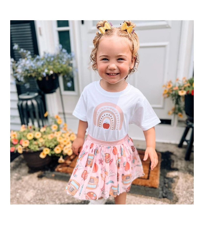 Sweet Wink Little and Big Girls Apple Rainbow Short Sleeve T-Shirt