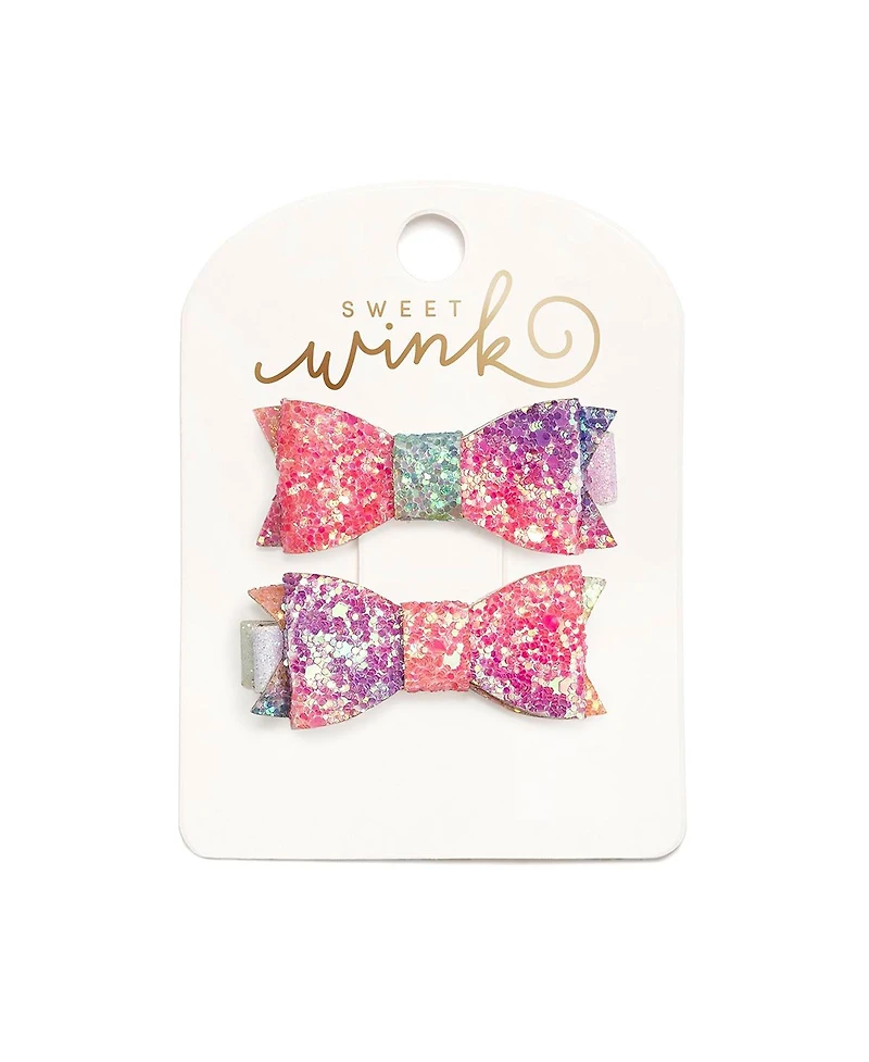 Sweet Wink Girls Rainbow Ombre Bow Clip Set