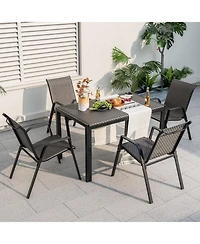Rectangular Wicker Patio Dining Table for Outdoor Deck or Garden Seating