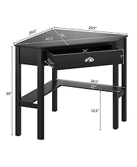 Corner Wooden Computer Desk for Home Office or Study, Compact Laptop Workstation