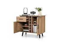 Buffet Sideboard with 2 Doors, Drawer, and Built-In 6-Bottle Wine Rack