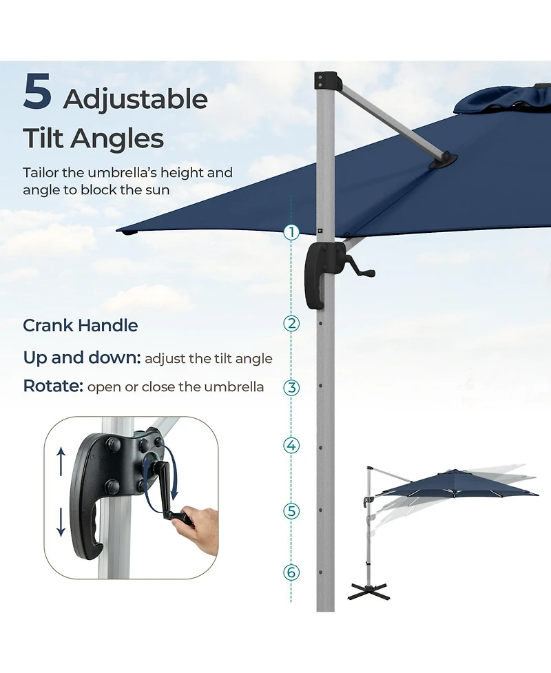 Mecale 11 Ft Outdoor Patio Umbrella with 360° Rotation and Adjustable Tilt