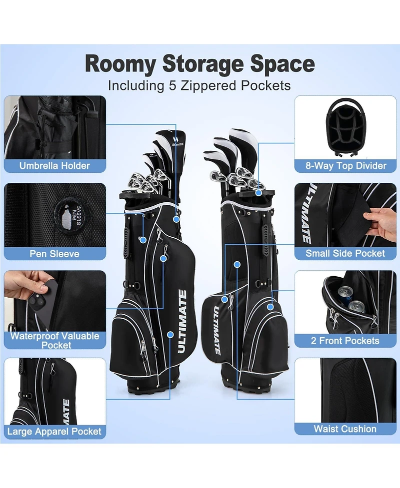 Mecale Men s Profile Complete Golf Club Package Set Includes 10 Pieces