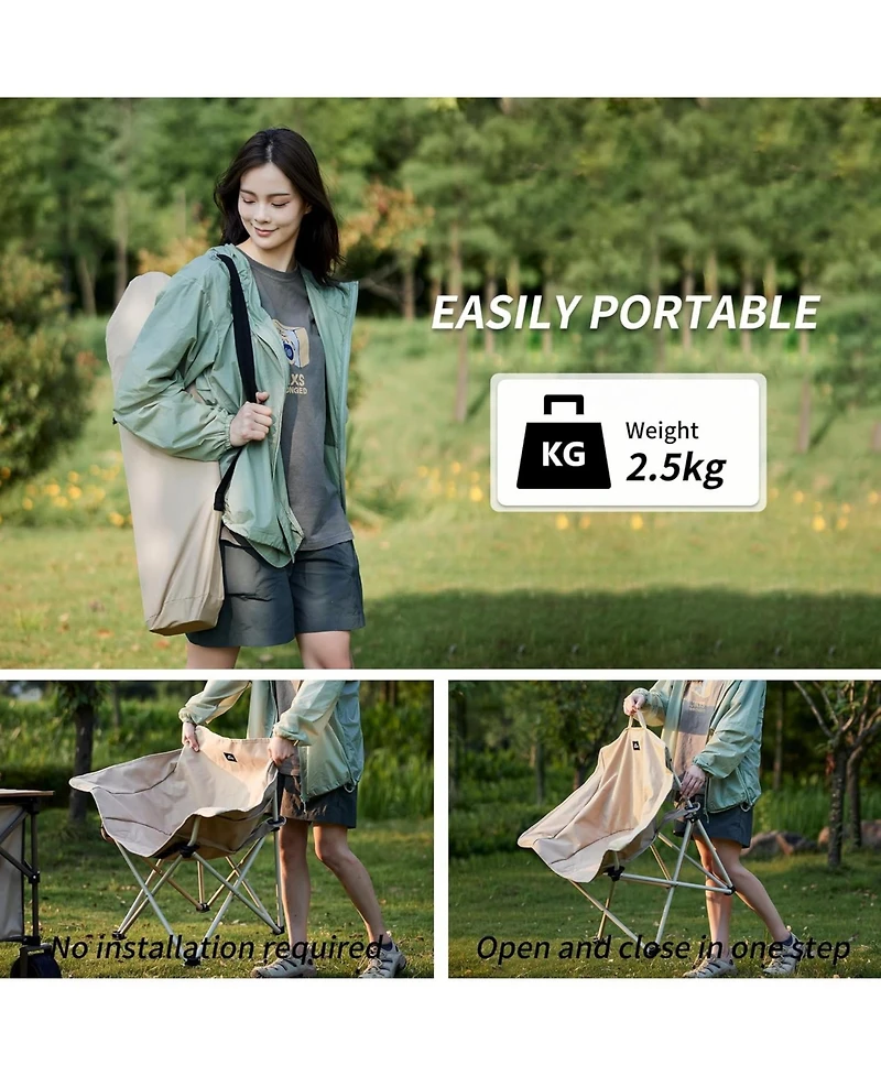 Naturehike Foldable Camping Chair Can bear 110 kg Fishing Chair Portable folding chair With armrest and two pockets