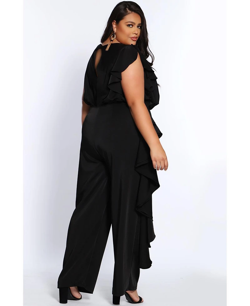 Celebrations by Sydney's Closet Women's Crepe Ruffle Jumpsuit