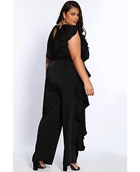 Celebrations by Sydney's Closet Women's Crepe Ruffle Jumpsuit