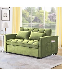 Streamdale Furniture Velvet Green 54" Sleeper Sofa with Adjustable Back