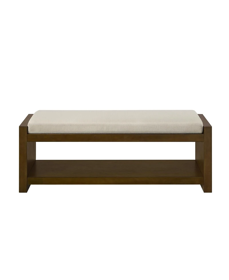 Streamdale Furniture 47" Beige Bench with Shoe Rack & Removable Cushion