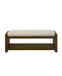 Streamdale Furniture 47" Beige Bench with Shoe Rack & Removable Cushion