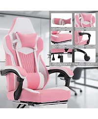Streamdale Furniture Pink Gaming Chair with Footrest Ergonomic High Back