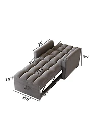 Streamdale Furniture 38.2" Foldable Velvet Sofa Bed - Dark Gray